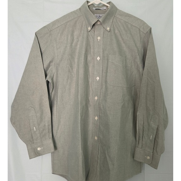 LL Bean Mens Wrinkle Resistant Oxford Shirt Sage Green Cotton 15.5-32 209410 - Picture 3 of 6